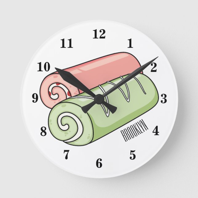 Swiss roll / roll cake cartoon illustration round clock (Front)