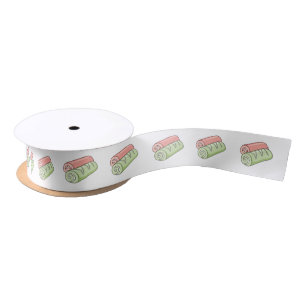 Swiss roll / roll cake cartoon illustration satin ribbon