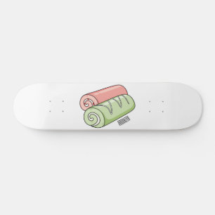 Swiss roll / roll cake cartoon illustration  skateboard