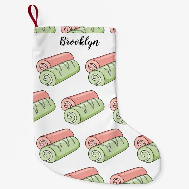 Swiss roll / roll cake cartoon illustration small christmas stocking (Front)