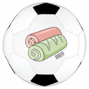 Swiss roll / roll cake cartoon illustration  soccer ball