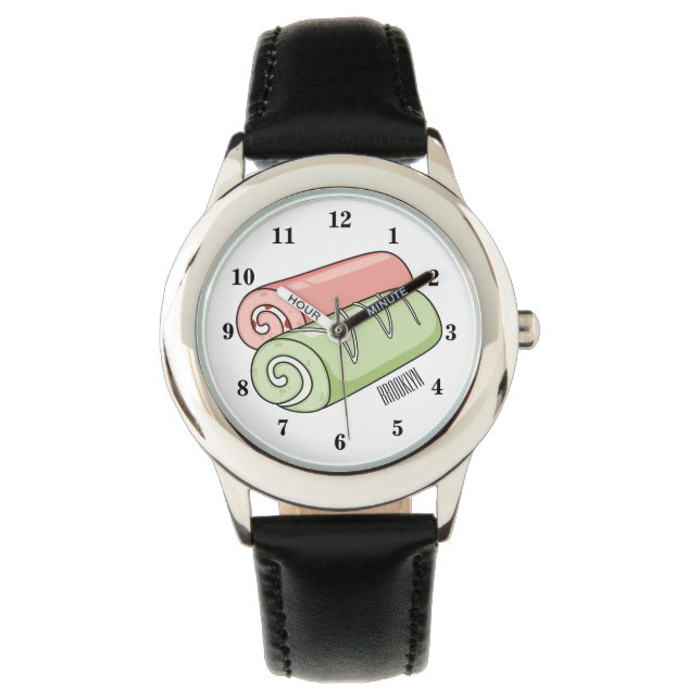 Swiss roll / roll cake cartoon illustration watch (Front)
