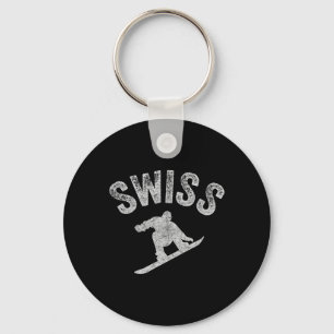 Swiss Snowboard Switzerland Snowboarder Cool Snowb Key Ring