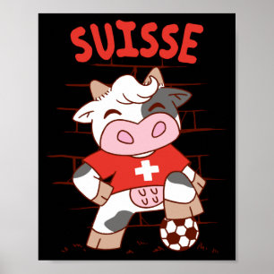 Swiss Soccer Cow Football Fan Switzerland Flag T S Poster