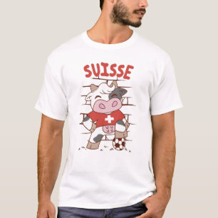 Swiss Soccer Cow Football Fan Switzerland Flag T-Shirt