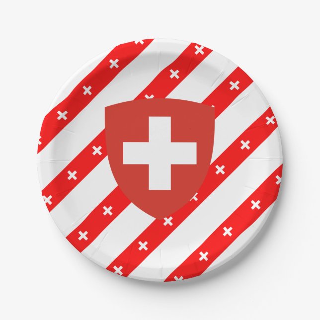 Swiss stripes flag paper plate (Front)