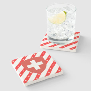 Swiss stripes flag stone coaster