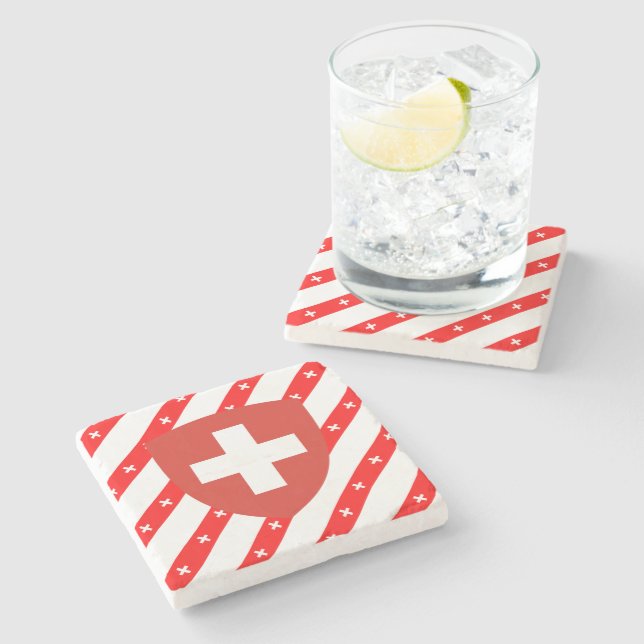 Swiss stripes flag stone coaster (Side)