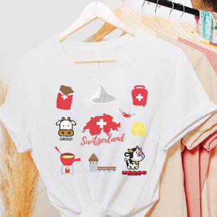 Swiss - Switzerland Culture   Souvenir Icons  T-Shirt