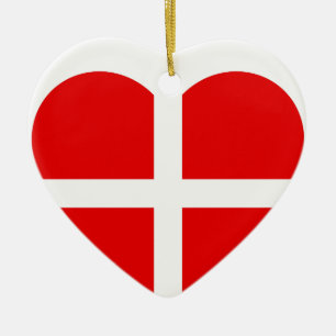 Swiss Switzerland Flag Heart Ceramic Ornament