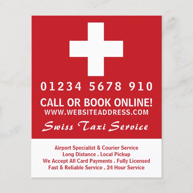 Swiss Taxi Firm Flag with Price List Flyer (Front)