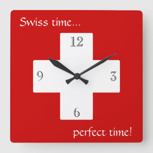 Swiss time! square wall clock