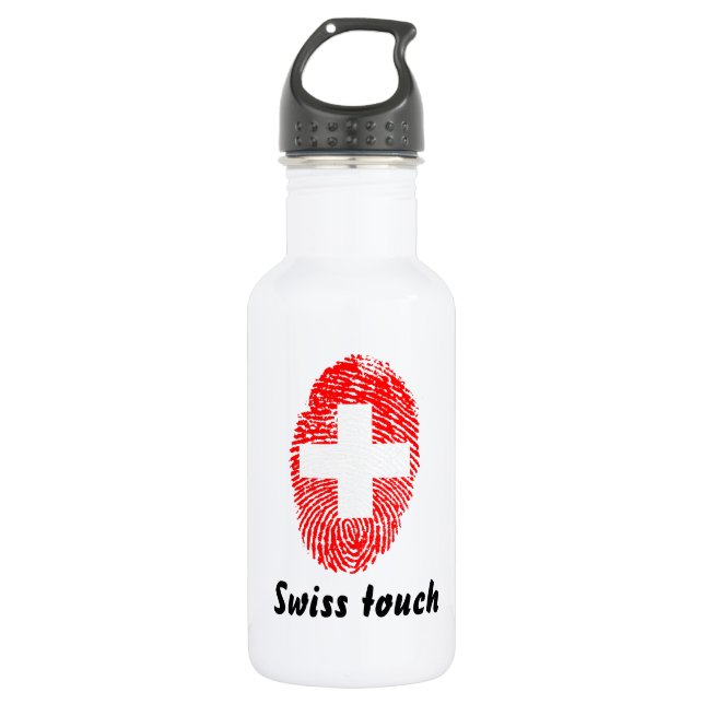 Swiss touch fingerprint flag 532 ml water bottle (Front)