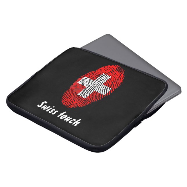 Swiss touch fingerprint flag laptop sleeve (Front Top)