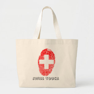 Swiss touch fingerprint flag large tote bag