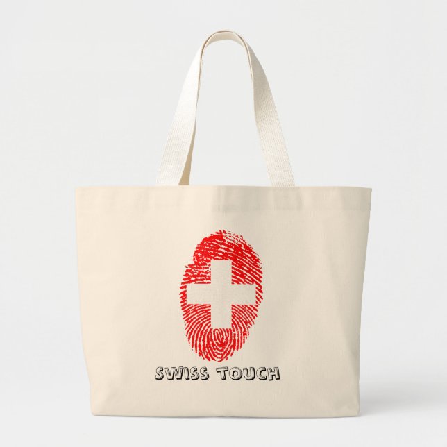 Swiss touch fingerprint flag large tote bag (Front)