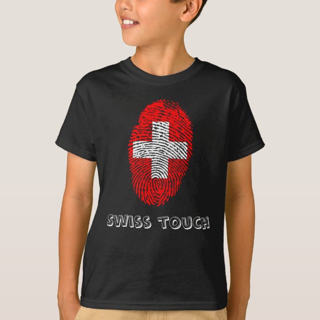 Swiss touch fingerprint flag T-Shirt (Front)