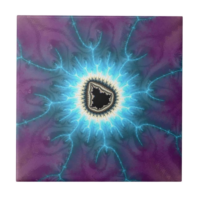Switched On Mandelbrot Shocking Fractal Abstract Ceramic Tile (Front)