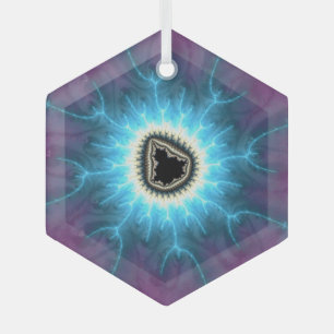 Switched On Mandelbrot Shocking Fractal Abstract  Glass Tree Decoration
