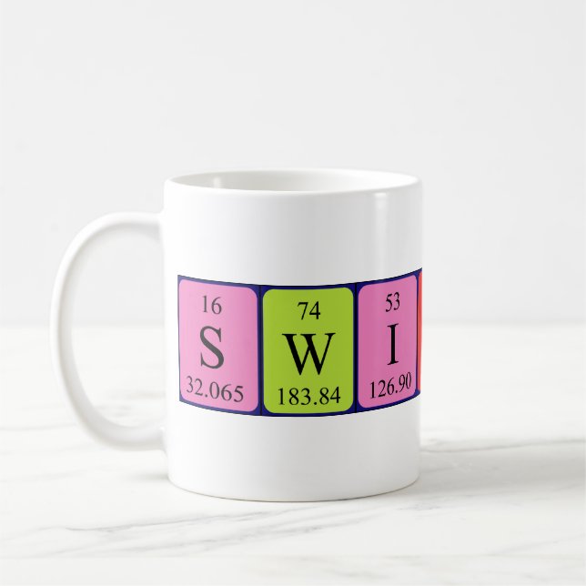 Swithin periodic table name mug (Left)
