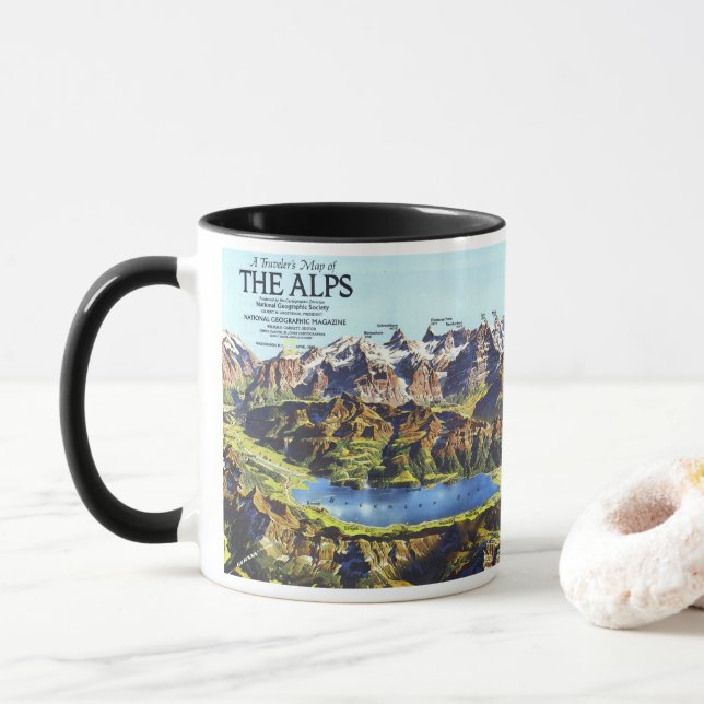 " Switzerland: 2020/Hute - Panorama Karte Interlac Mug (With Donut)