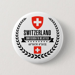 Switzerland 6 Cm Round Badge