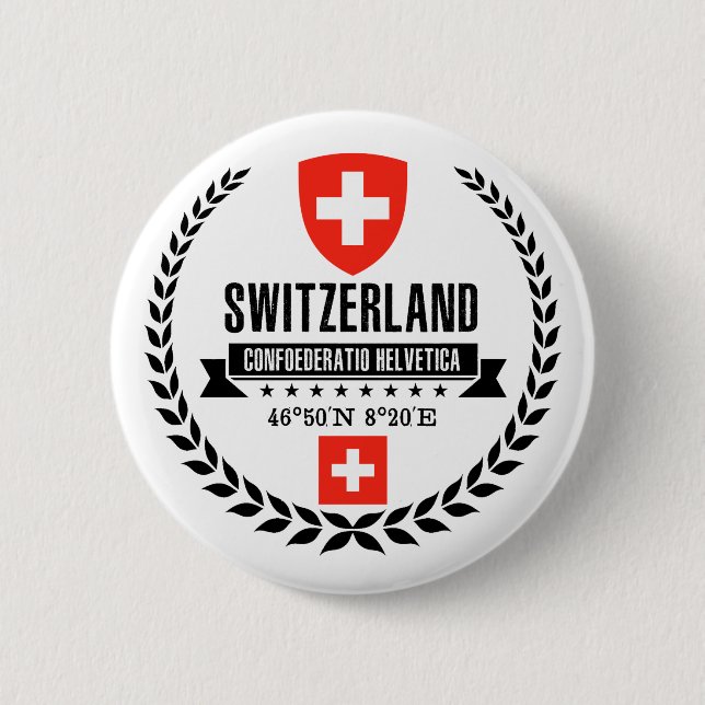 Switzerland 6 Cm Round Badge (Front)