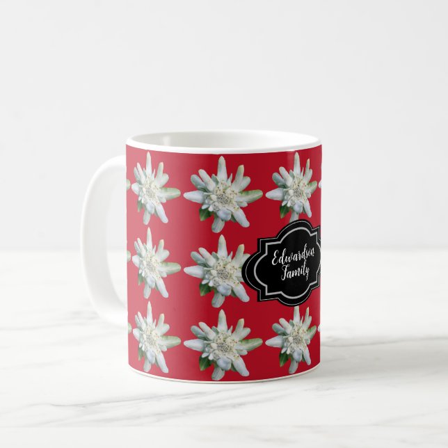 Switzerland alpine Edelweiss monogram name Coffee Mug (Front Left)