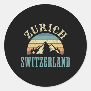 Switzerland Alps Skiing Swiss Mountains Lover Gift Classic Round Sticker