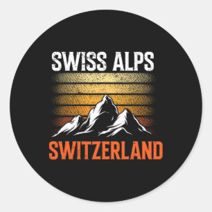 Switzerland Alps Vintage Skiing Mountains Swiss So Classic Round Sticker