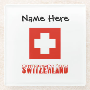 Switzerland and Swiss Flag Personalised Glass Coaster
