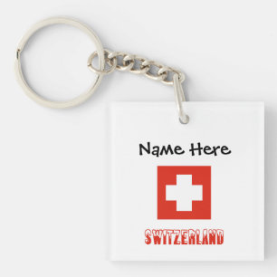 Switzerland and Swiss Flag Personalised Key Ring