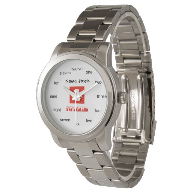 Switzerland and Swiss Flag Personalised  Watch (Angled)