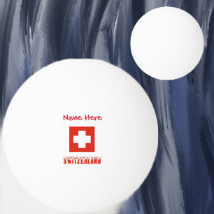 Switzerland and Swiss Flag Red Personalised Ping Pong Ball