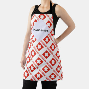 Switzerland and Swiss Flag Tiled with Your Name Apron