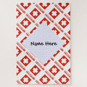 Switzerland and Swiss Flag Tiled with Your Name Jigsaw Puzzle