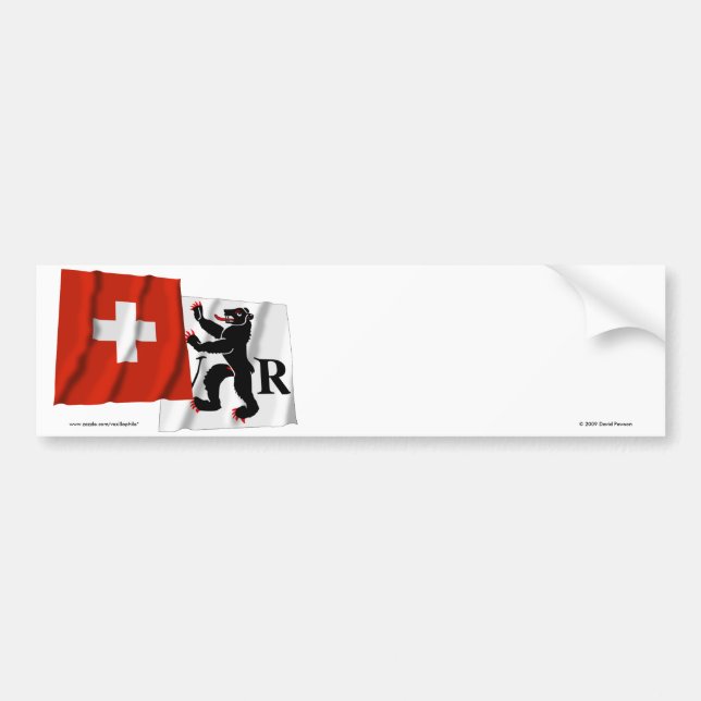 Switzerland & Appenzell-Ausserrhoden Waving Flags Bumper Sticker (Front)