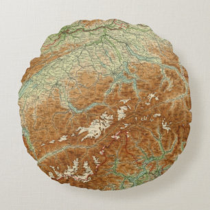 Switzerland Atlas Map Round Cushion