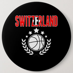 Switzerland Basketball Fans Jersey Swiss Flag Spor 6 Cm Round Badge