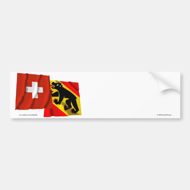 Switzerland & Bern Waving Flags Bumper Sticker (Front)