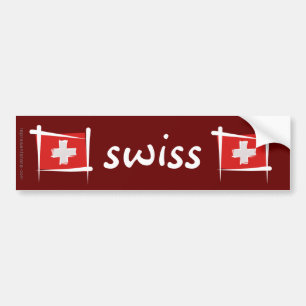 Switzerland Brush Flag Bumper Sticker