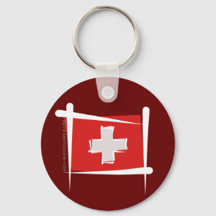Switzerland Brush Flag Key Ring