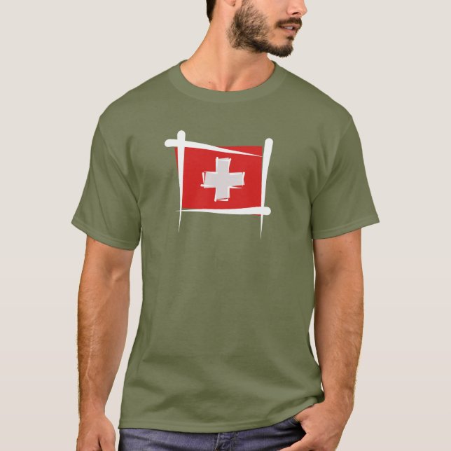 Switzerland Brush Flag T-Shirt (Front)