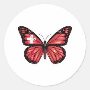 Switzerland butterfly monarch flag classic round sticker