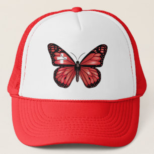 Switzerland butterfly monarch flag trucker hat