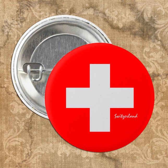 Switzerland button, patriotic Swiss Flag fashion 3 Cm Round Badge (Creator Uploaded)