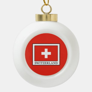 Switzerland Ceramic Ball Christmas Ornament