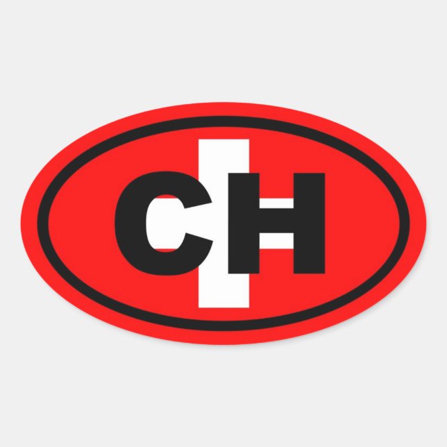 Switzerland CH European Oval Sticker (Front)