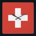 Switzerland Classic Square Wall Clock<br><div class="desc">Switzerland flag</div>
