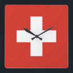 Switzerland Classic Square Wall Clock<br><div class="desc">Switzerland flag</div>
